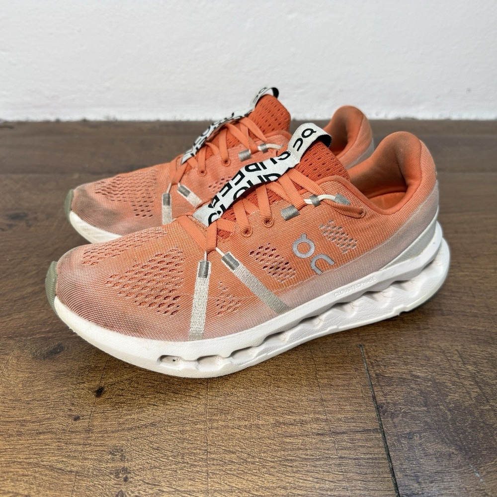 On Cloud Cloudsurfer Women's Size 8.5 Running Shoes Orange Flame /White Lace Up